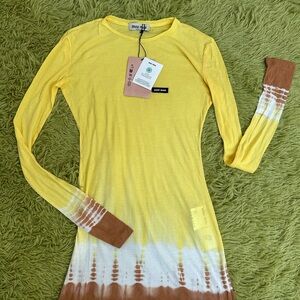 Miu Miu Yellow and Brown Long Sleeve Tee
